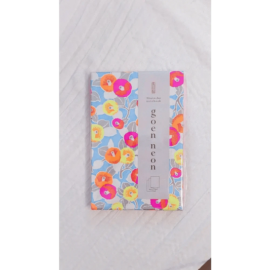 MDS Co.,Ltd. Notebooks & Notepads Red seal book, goen neon, N-1 120mm x 180mm, 11 mountains, with 2 title stickers 23211 Folding Style Paper Notebook - Neon Flower