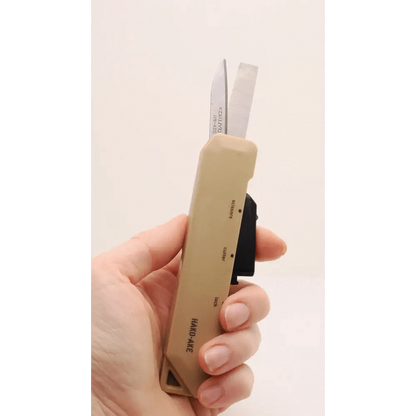MDS Co.,Ltd. Scissors Sand Beige Hakoake 2-Way Portable Knife and Scissor tool by KOKUYO