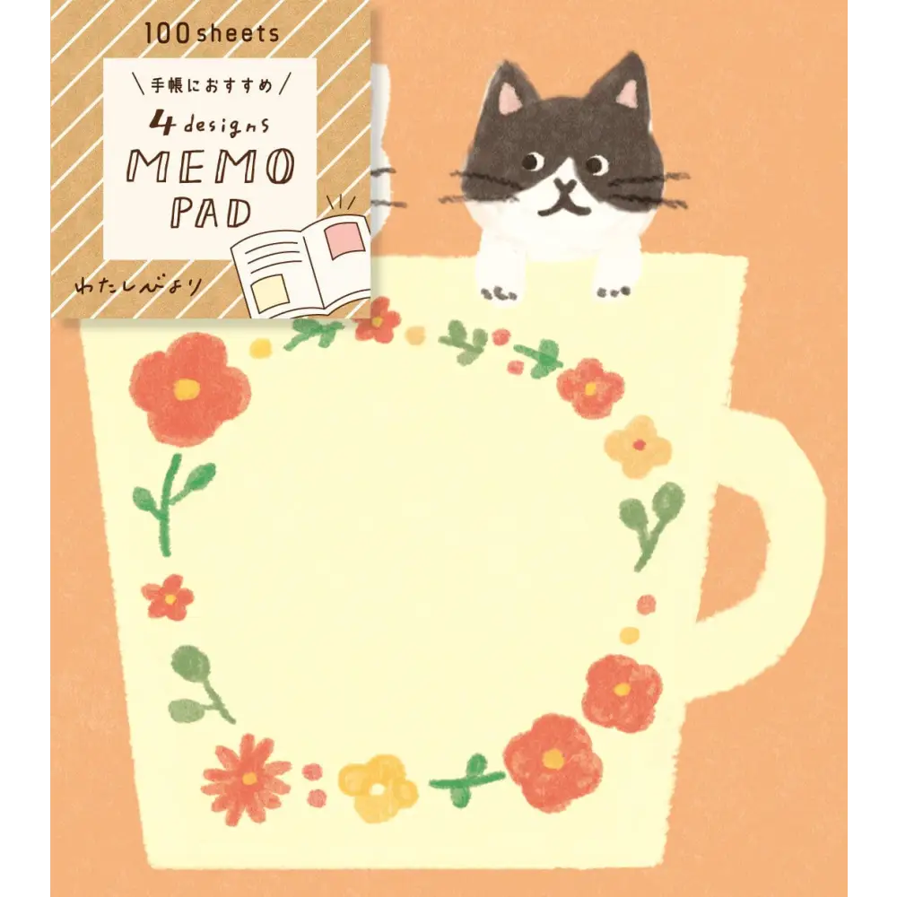 FURUKAWASHIKO Memo Pad - Cat in Flower Mug