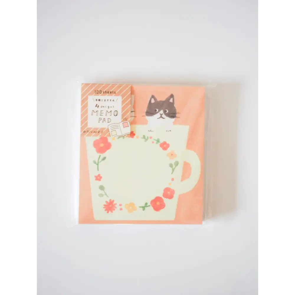 FURUKAWASHIKO Memo Pad - Cat in Flower Mug