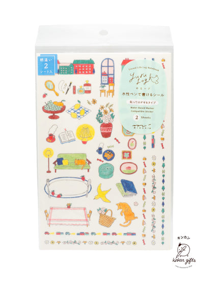 MIDORI Decorative Stickers Daily Life (2 sheet) Yuru Log Sticker Sheets