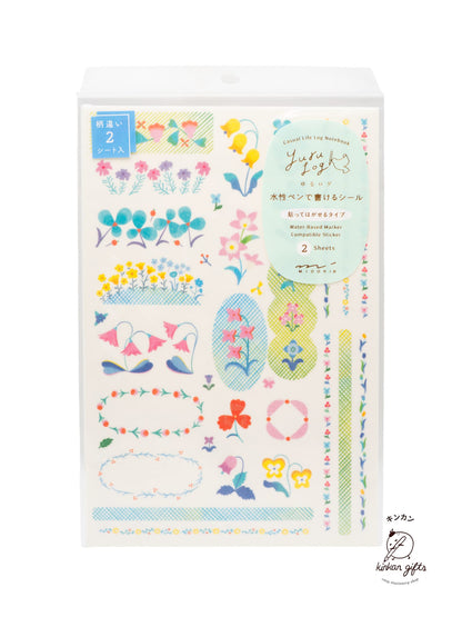 MIDORI Decorative Stickers Floral (2 sheet) Yuru Log Sticker Sheets