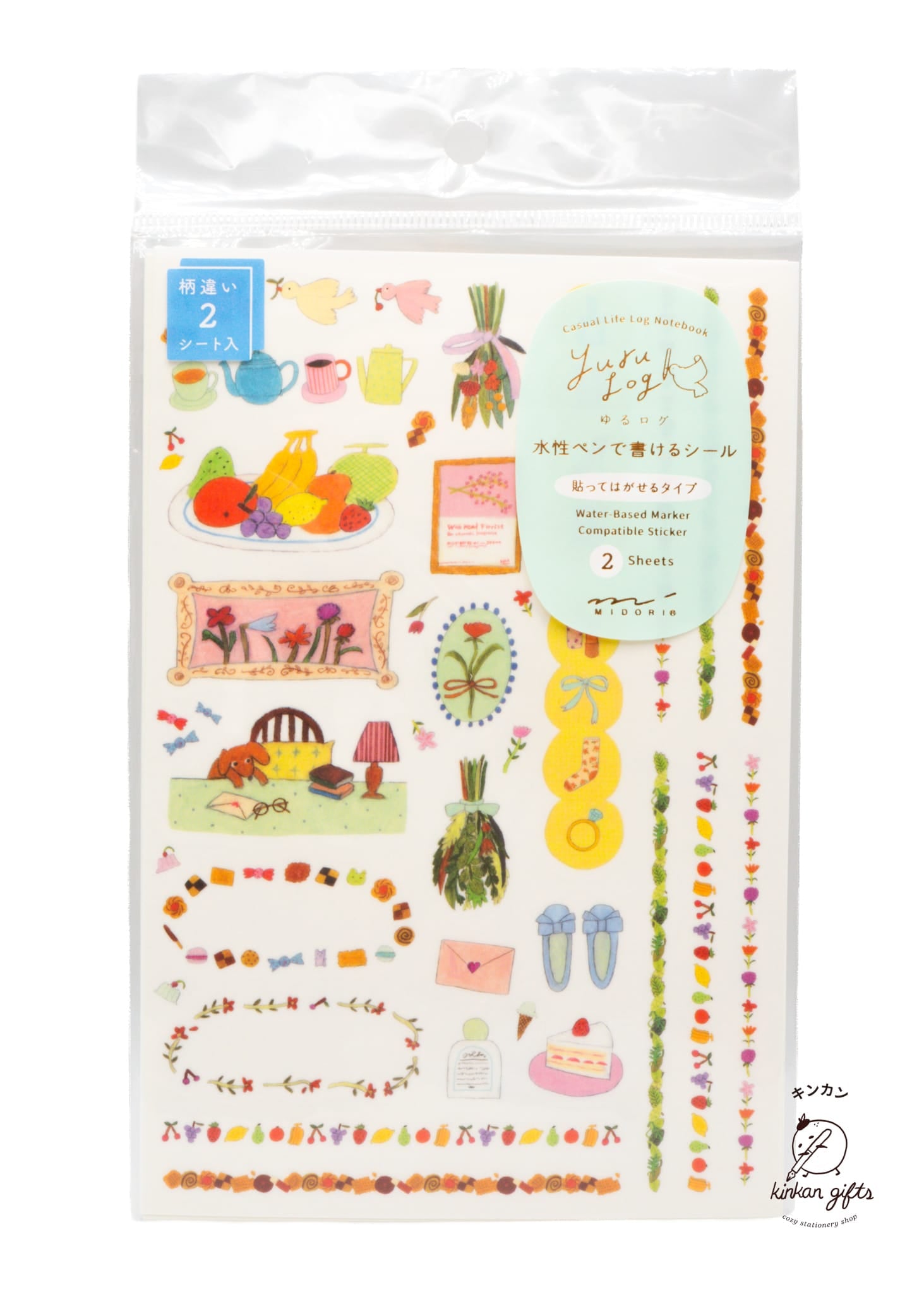MIDORI Decorative Stickers My Life (2 sheet) Yuru Log Sticker Sheets