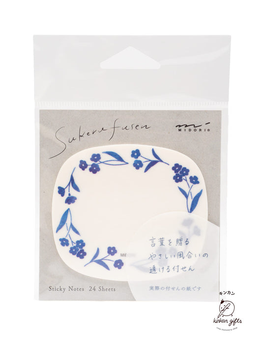 MIDORI Sticky Notes Blue Flowers MIDORI - Sukerufusen Sticky Notes