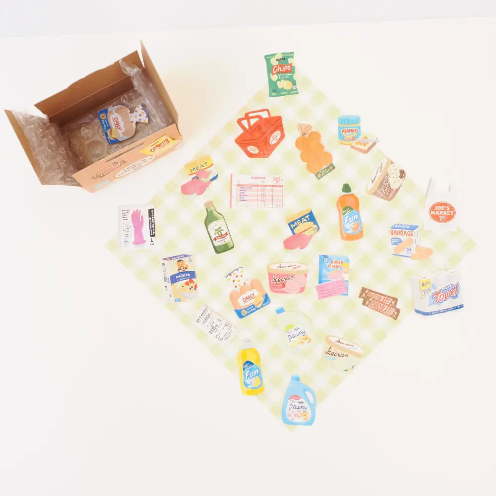 Mini Shipping Crate Stickers - Supermarket - decorative stickers