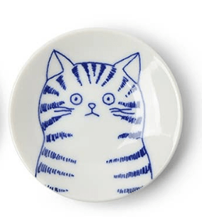 Miya Company Bowls, Plates & Dishes Stripe Small Cat Plates - Mino Ware