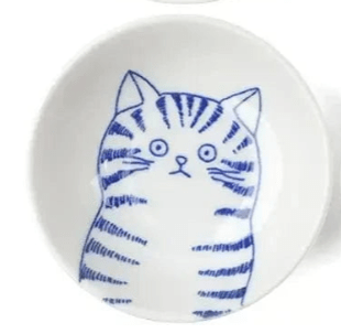 Miya Company Bowls, Plates & Dishes Striped Small Cat Bowl - Mino Ware