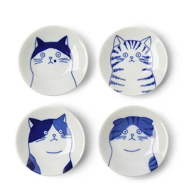 Miya Company Plate Set/4 Cat Faces 3"