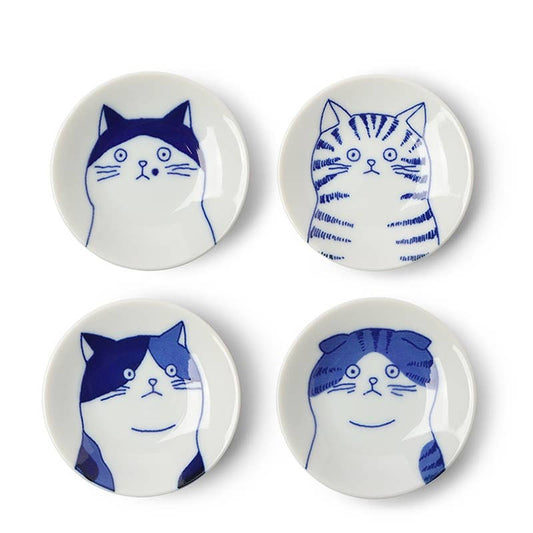 Miya Company Plate Set/4 Cat Faces 3"