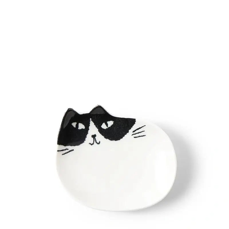 Miya Company Plate Small Cat Black & White