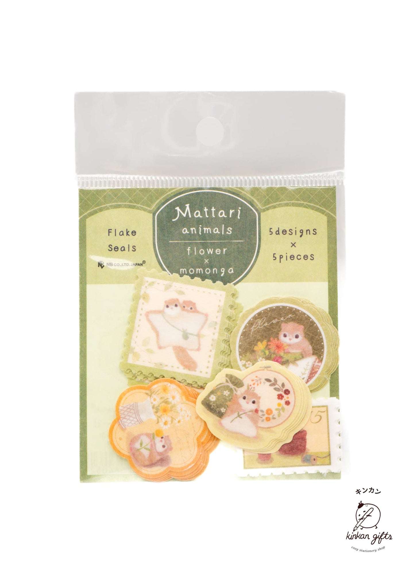 NB.CO.,LTD. flower x momonga Mattari animals - Flake seal Stickers