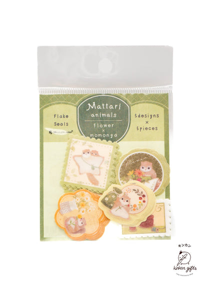 NB.CO.,LTD. flower x momonga Mattari animals - Flake seal Stickers