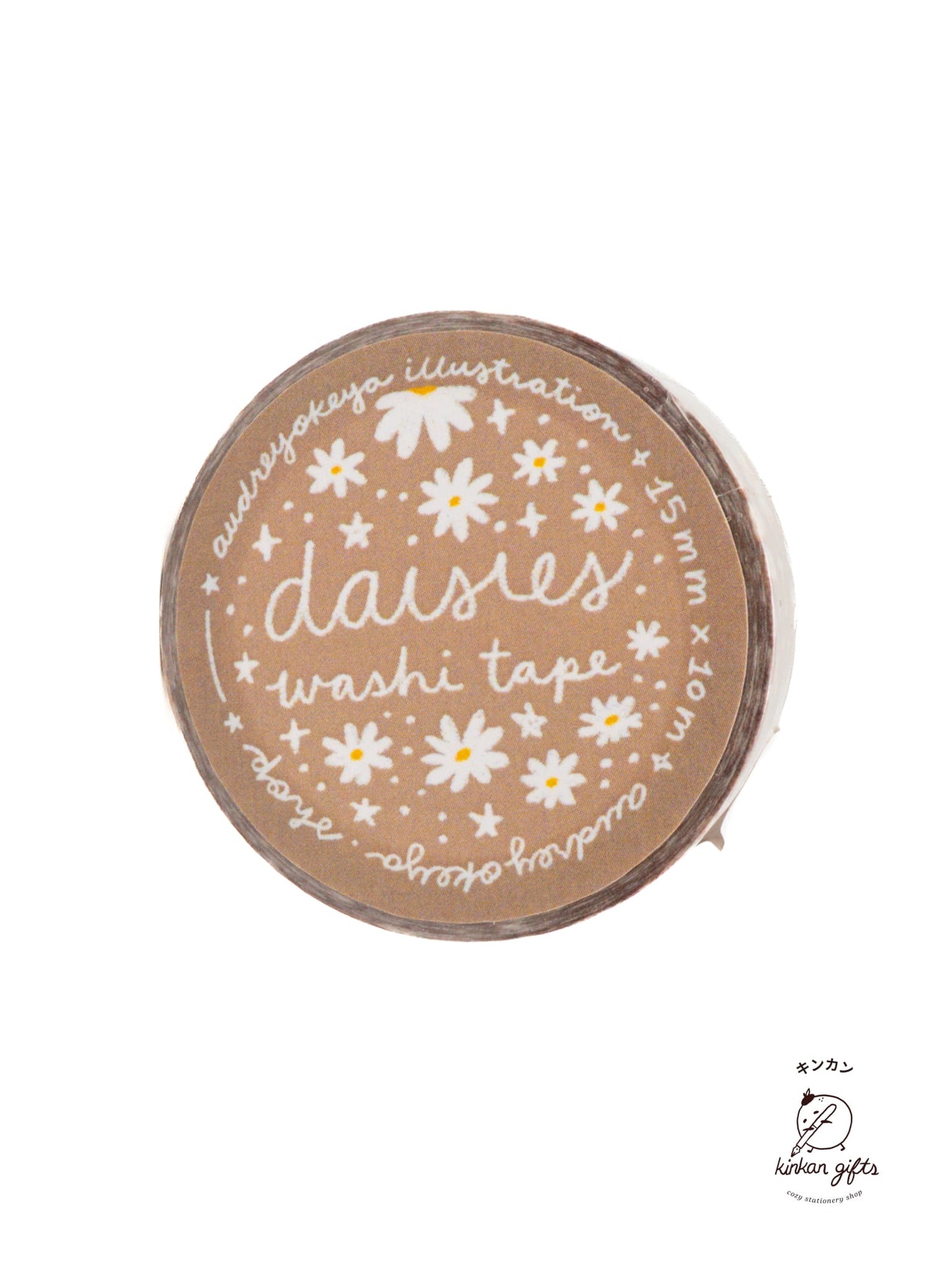Okeya Stationery Co. Washi Tape Brown Daisies - Washi Tape