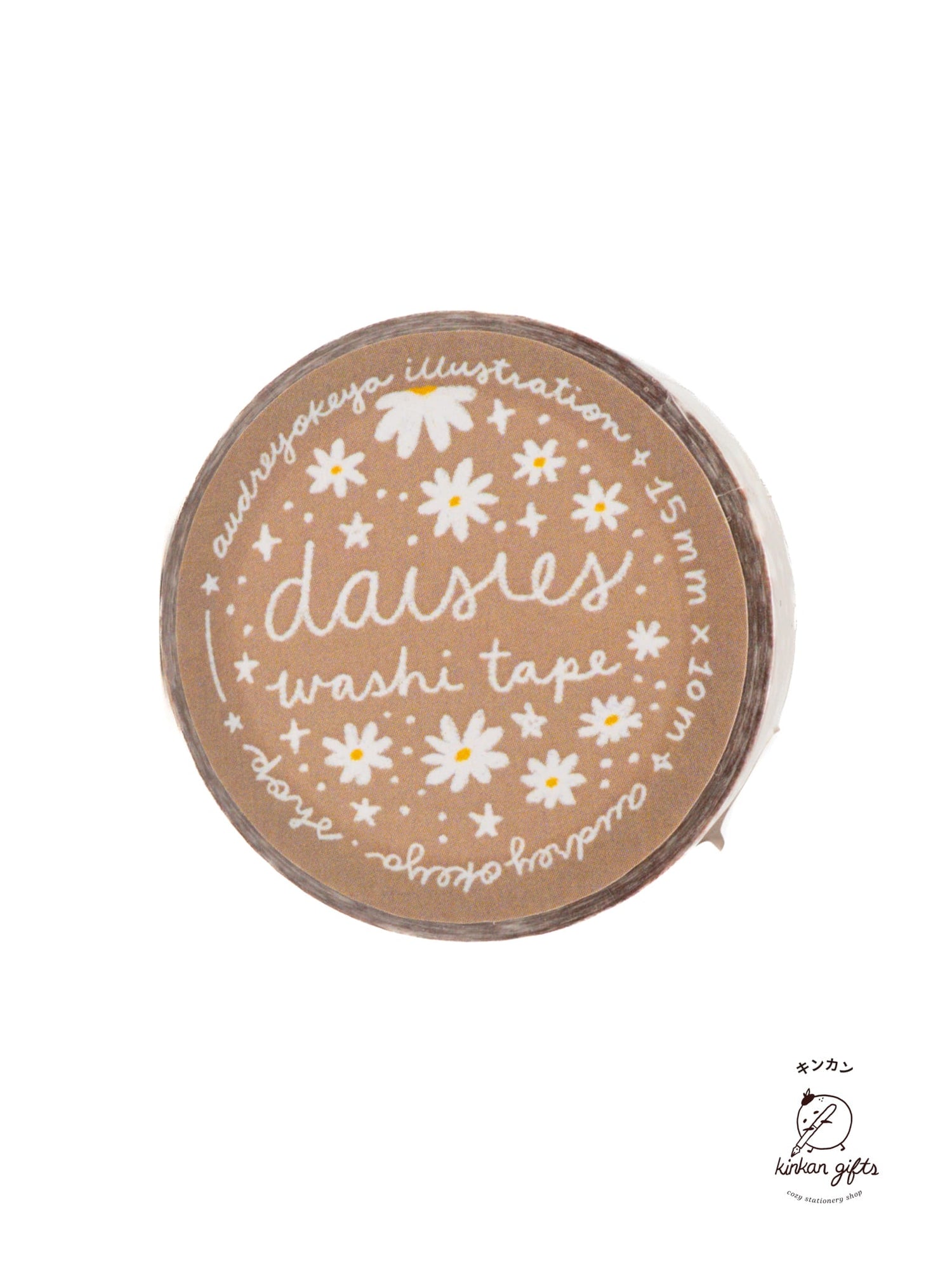 Okeya Stationery Co. Washi Tape Brown Daisies - Washi Tape