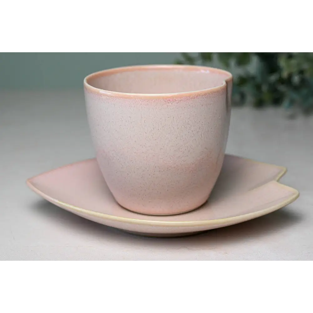 Pink LOVE Ceramic Tea Cup with Saucer Japanese Cup - 1 cup and saucer