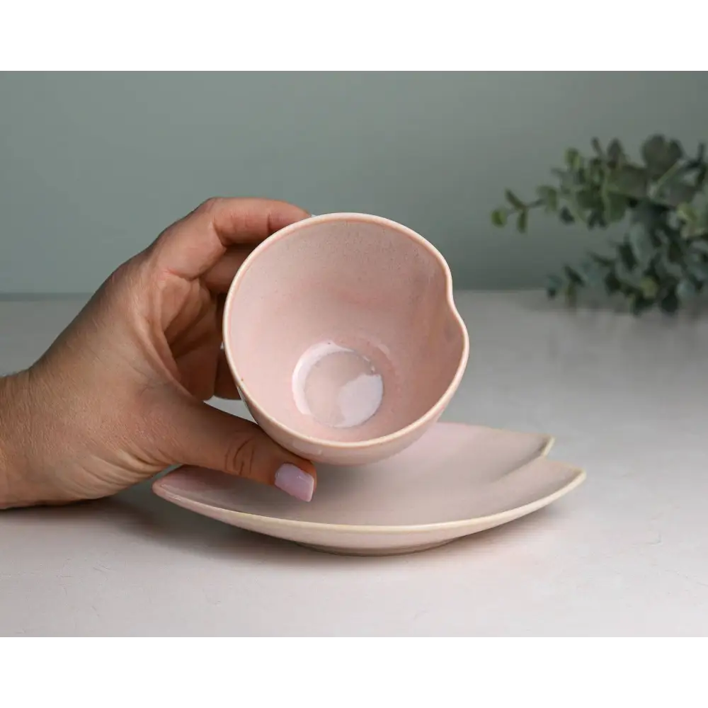 Pink LOVE Ceramic Tea Cup with Saucer Japanese Cup - 1 cup and saucer