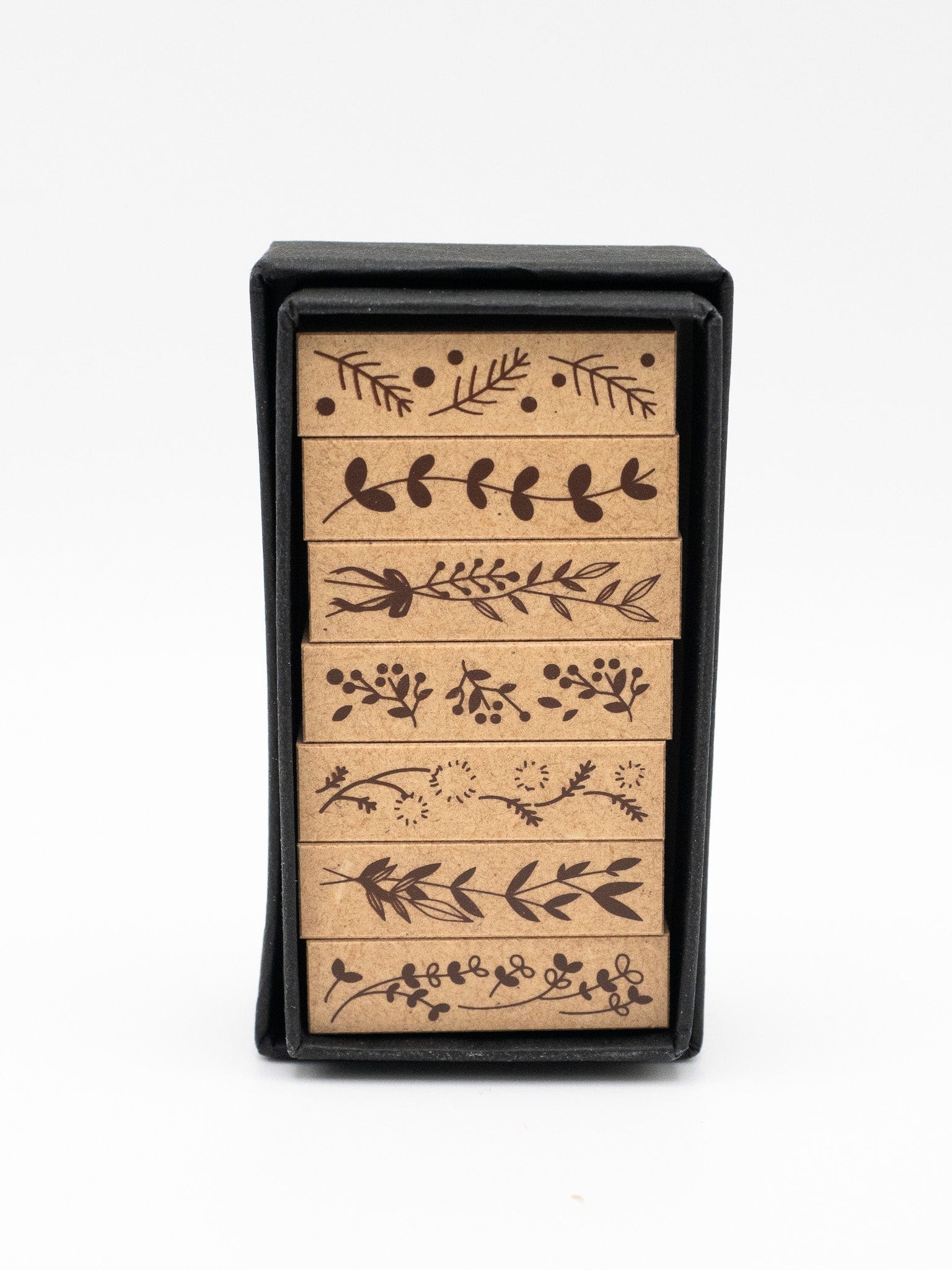 SANBY CO.,LTD. Stamps Wooden Border Stamps - Leaf Pattern - 7pcs