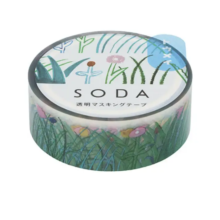 SODA transparent Masking Tape 15mm - grass - decorative tapes