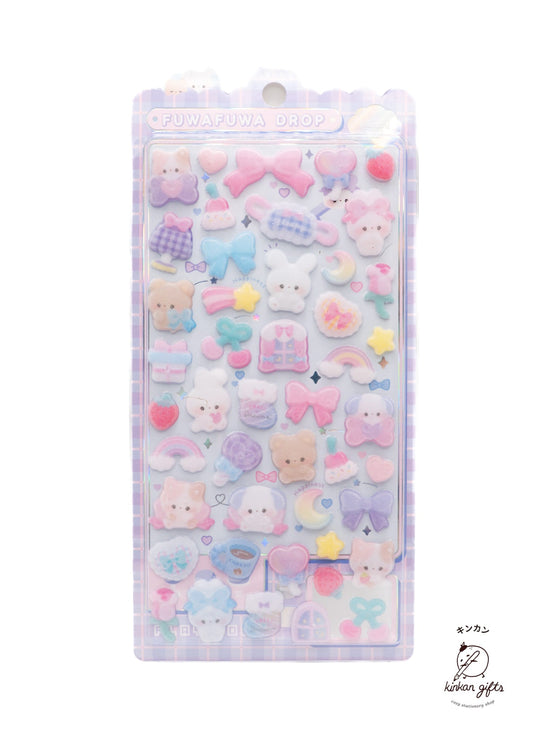 Spoon Inc. Decorative Stickers Animals Fuwafuwa Drop Seal - Flocky Seal