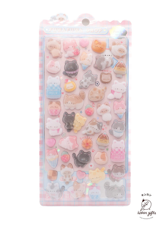 Spoon Inc. Decorative Stickers Cats Fuwafuwa Drop Seal - Flocky Seal