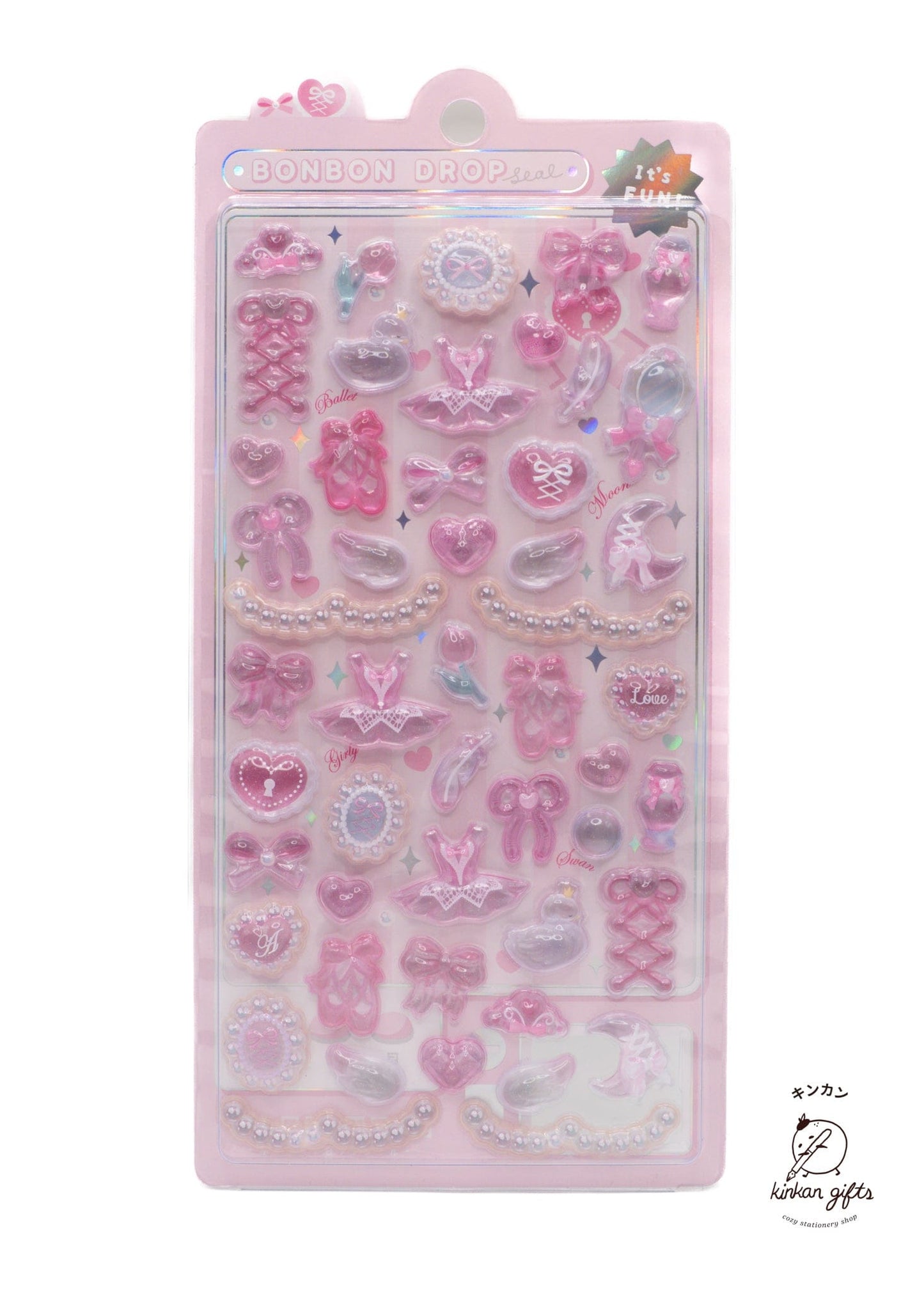 Spoon Inc. Decorative Stickers pink ballet and ribbons BonBon Drop Stickers