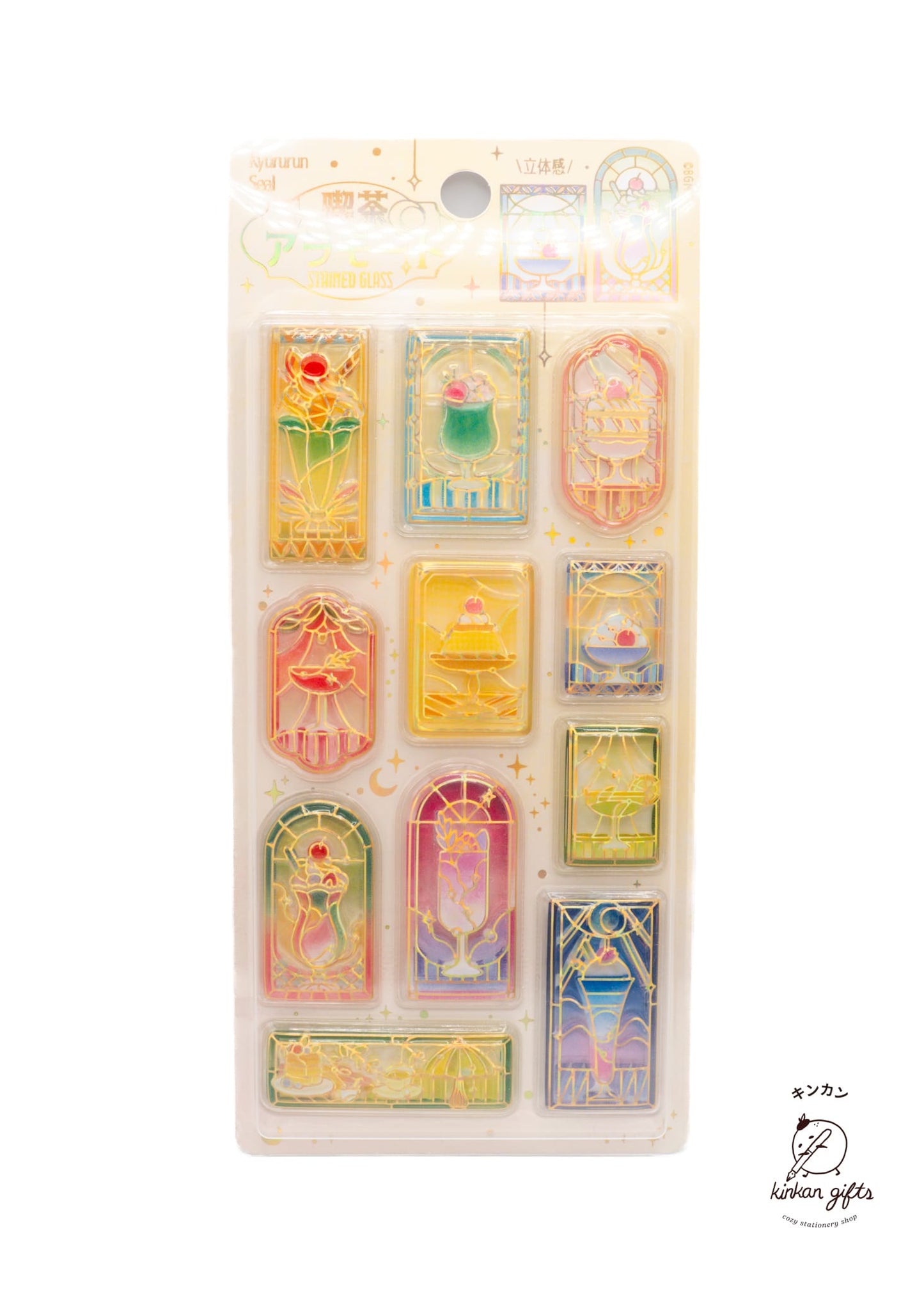 Spoon Inc. Decorative Stickers Stained Glass Cafe a la Mode - 3D Puffy Stickers