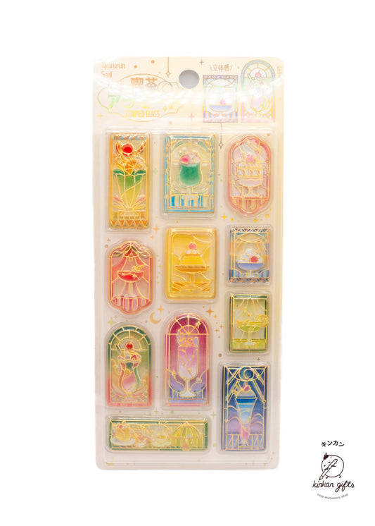 Spoon Inc. Decorative Stickers Stained Glass Cafe a la Mode - 3D Puffy Stickers