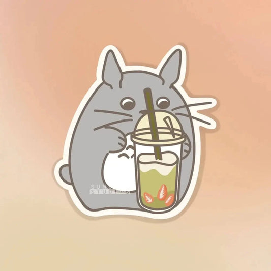 Sundrop Studios Vinyl Stickers Sweet Totoro Sticker- Matcha Strawberry Drink