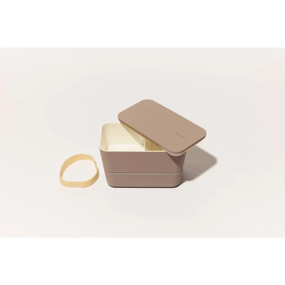 TAKENAKA BENTO Flat Dual Box: White Eggshell - lunch boxes & totes