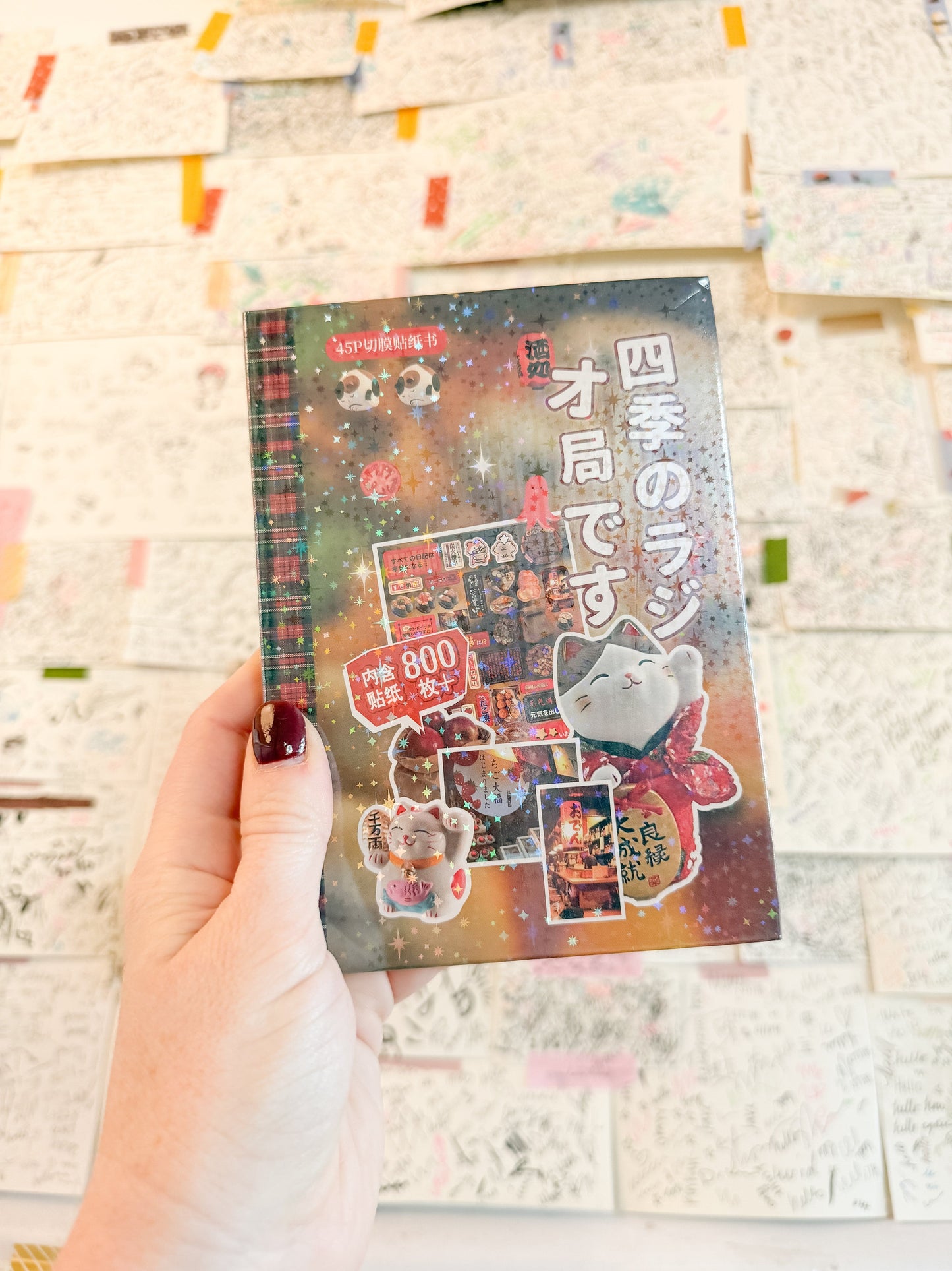 Temu Sticker Books Vintage Aesthetic Japanese Sticker Book - Four Seasons Radio Cat -  Over 800 stickers