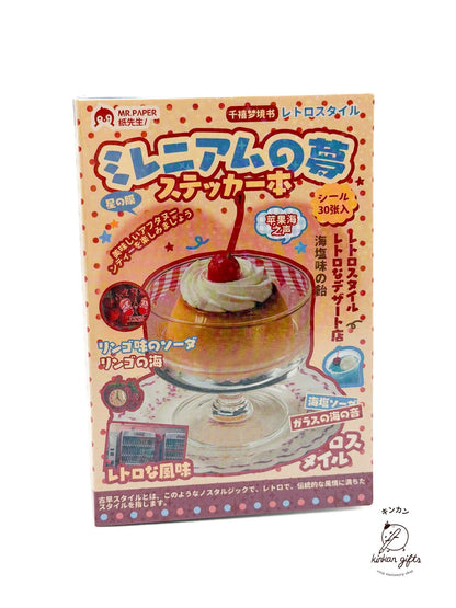 Temu Sticker Books Yellow - Retro Flan Mr. Paper - Vintage Aesthetic Japanese Sticker Book - Millennium Dream