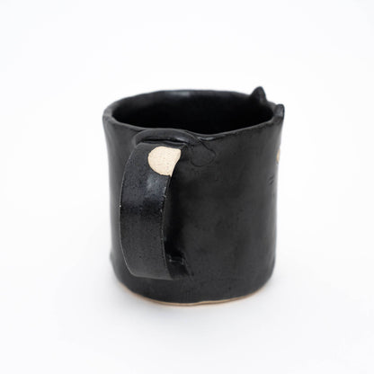 U PLUS INC Handcrafted Black Cat Mug – Japanese Ceramic Cup (270ml)