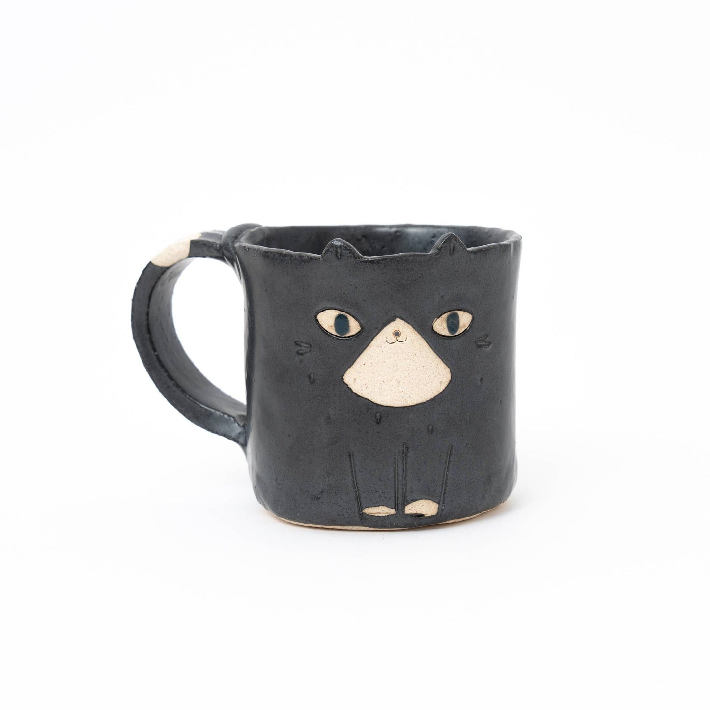 U PLUS INC Handcrafted Black Cat Mug – Japanese Ceramic Cup (270ml)
