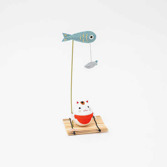 U PLUS INC Ryukodo Handmade Cute Cat Fishing Figurine