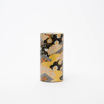 U PLUS INC Tea & Tea Sets BLACK & GOLD Japanese Traditional Washi Tea Canister – 5 Pattern 200g
