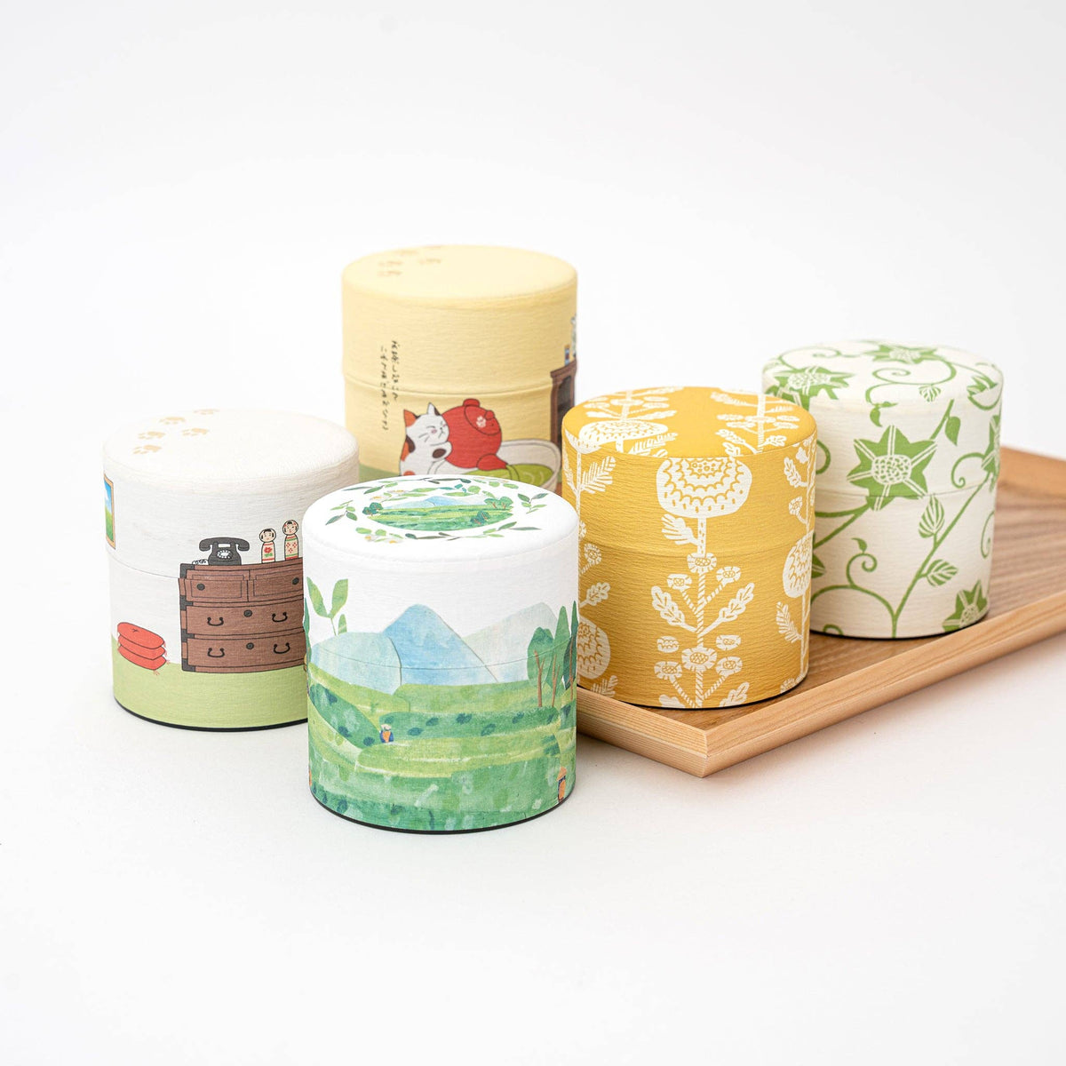 U PLUS INC Tea & Tea Sets Washi Tea Canister - Cats