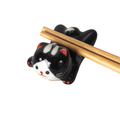 Urban Tokyo Cat Chopsticks Rest 2"L Black (12/288)