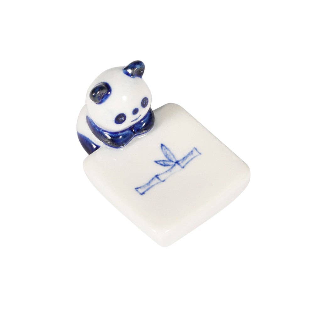 Urban Tokyo Panda and Bamboo Porcelain Chopsticks Rest 1.75"L