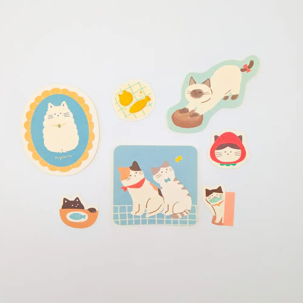 Washi Stickers - Watashi-biyori Series - Blue Cats - Decorative Stickers