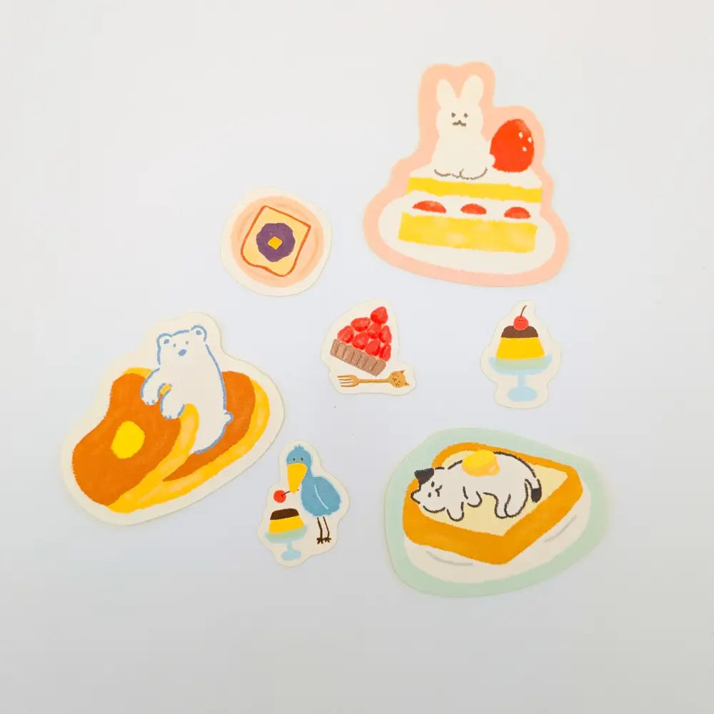 Washi Stickers - Watashi-biyori Series - Dessert Animals - Decorative Stickers