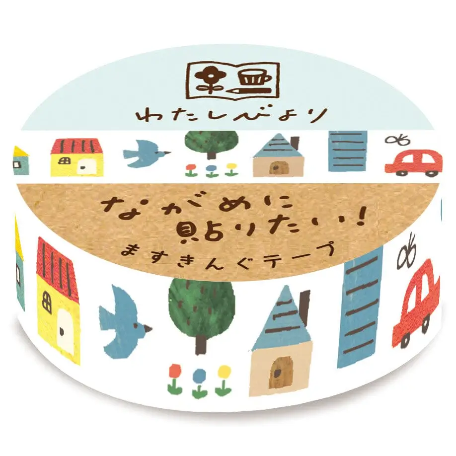 FURUKAWASHIKO 15mm(width)×7m roll Washi Tape - Town Pattern