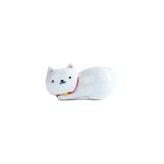 IPPINSHA CO.,LTD KYU-JITSU Chopstick rest - white cat White Ceramic Cat Chopstick Rest