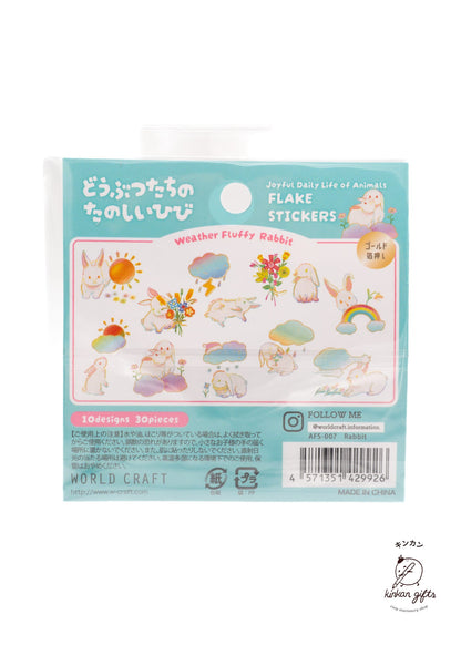 WORLD CRAFT CO.,LTD. World Craft Flake Stickers - Joyful Daily Life of Animals - Rabbit