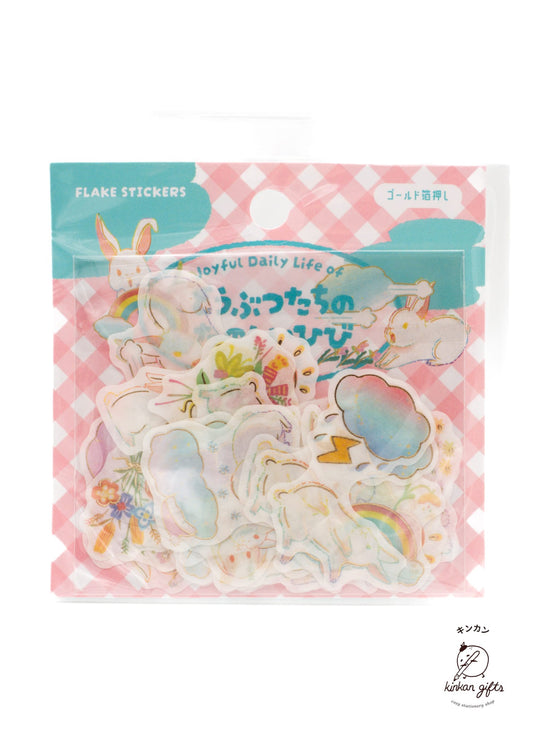 WORLD CRAFT CO.,LTD. World Craft Flake Stickers - Joyful Daily Life of Animals - Rabbit