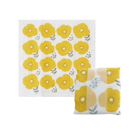 IPPINSHA CO.,LTD 7-ply [ Kaya-fabric dish towel ] Flower / Flower Yellow Yellow, Made in Japan Yellow Flower Dishcloth