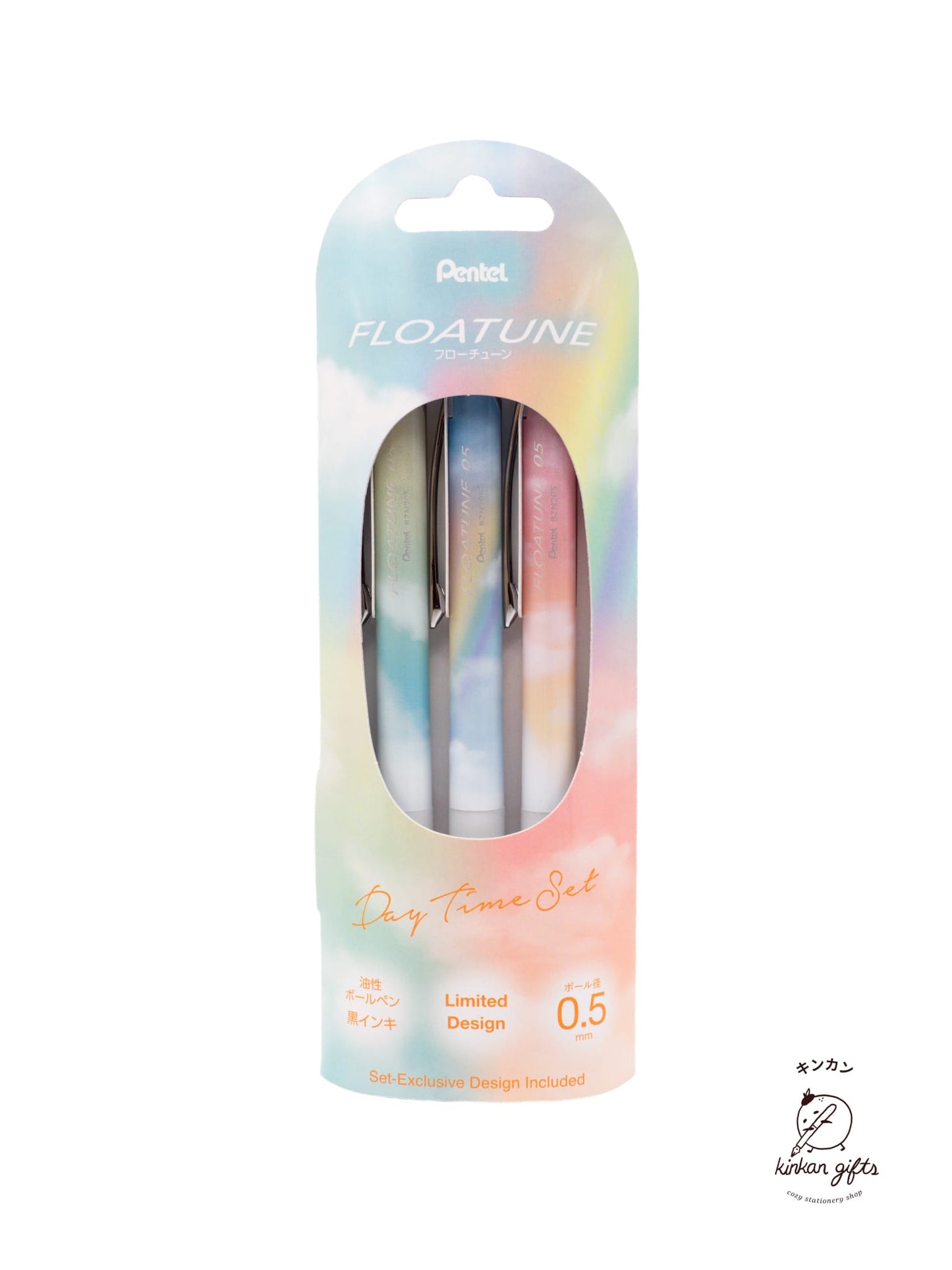 Zoomy BUNGU Day Time Set Pentel Floatune Retractable Ballpoint Pen - 0.5 mm - 3 Pen Set - Limited Edition