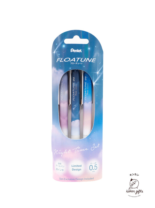 Zoomy BUNGU Night Time Set Pentel Floatune Retractable Ballpoint Pen - 0.5 mm - 3 Pen Set - Limited Edition