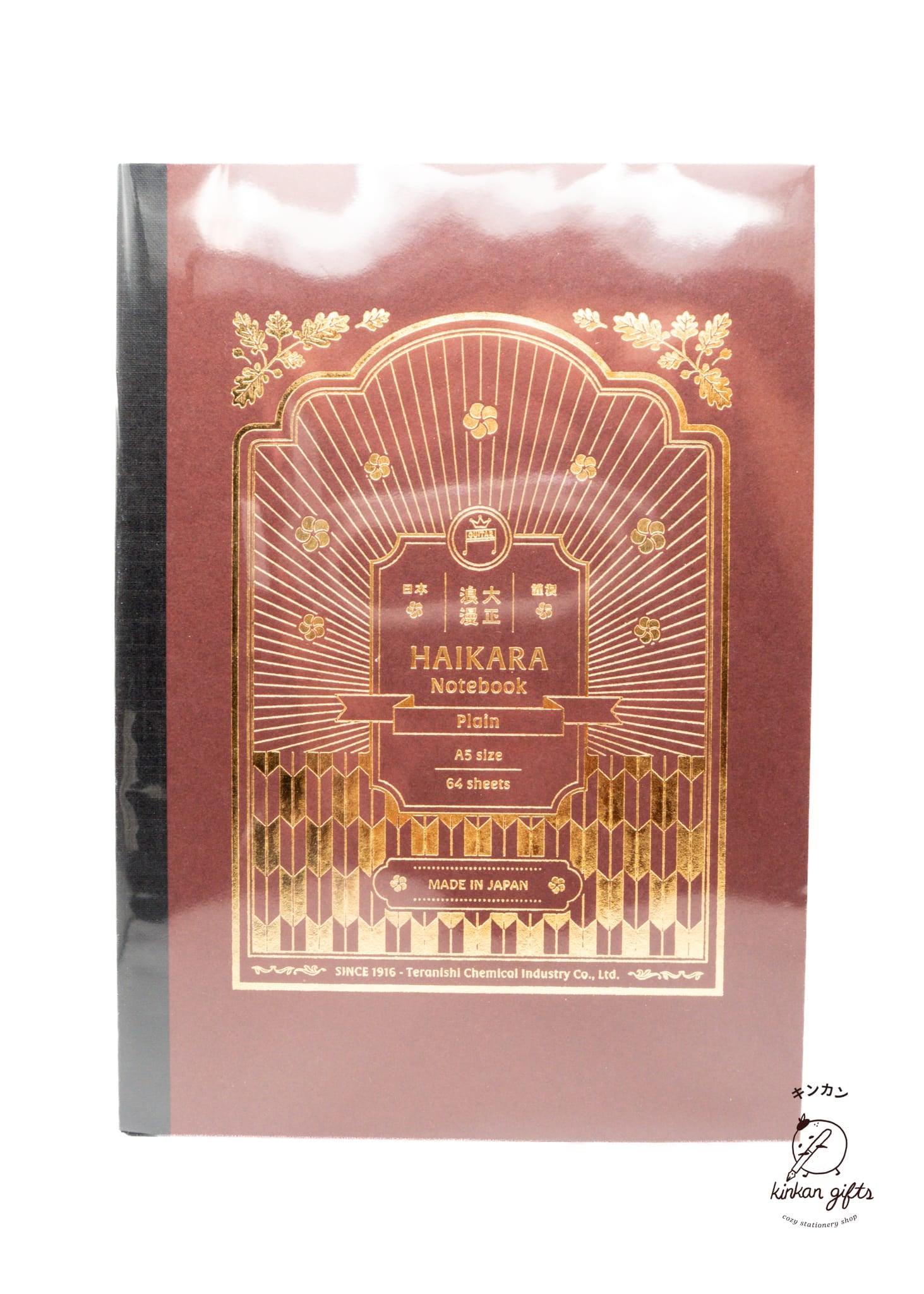 Zoomy BUNGU Notebooks & Notepads Dark Red (Plain) Teranishi Guitar Taisho Roman Haikara Notebook - A5
