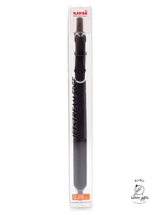 Zoomy BUNGU Pens Black uni Jetstream Edge Ballpoint Pen - Ultra Fine 0.28mm