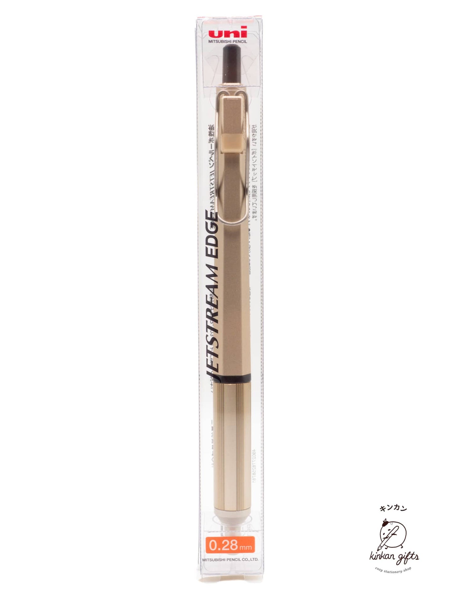 Zoomy BUNGU Pens Champagne Gold uni Jetstream Edge Ballpoint Pen - Ultra Fine 0.28mm